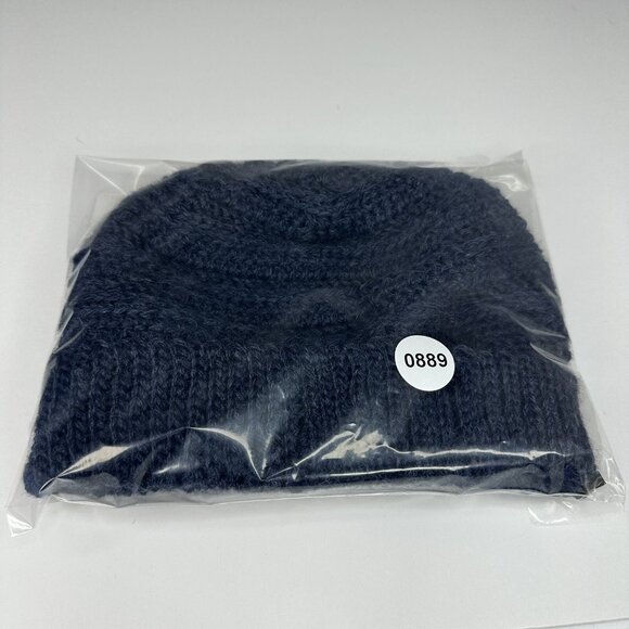 Handmade‎ New Navy Blue Merino Wool Slouchy Winter Knit Beanie -Adult Large - Picture 8 of 8